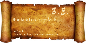 Benkovics Ernák névjegykártya